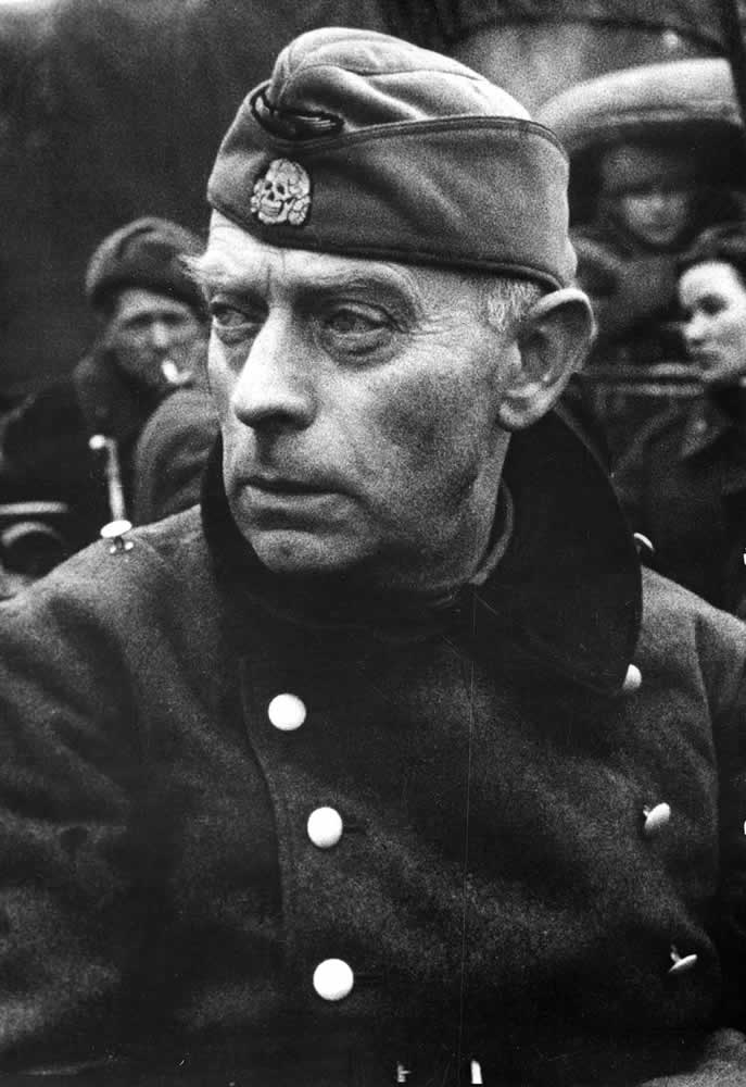 A black-and-white portrait photo of Karl Pfeffer-Wildenbruch the commander of the Axis garrison of Budapest shortly after he was taken prisoner by the Soviets, February 1945.