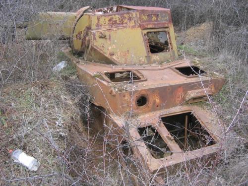 A wreck of a Pz IV tank formerly used as a pillbox at the Bulgarian-Turkish border.