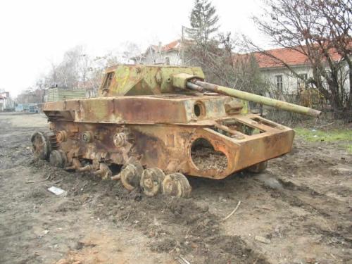 A wreck of a Pz IV tank formerly used as a pillbox at the Bulgarian-Turkish border.